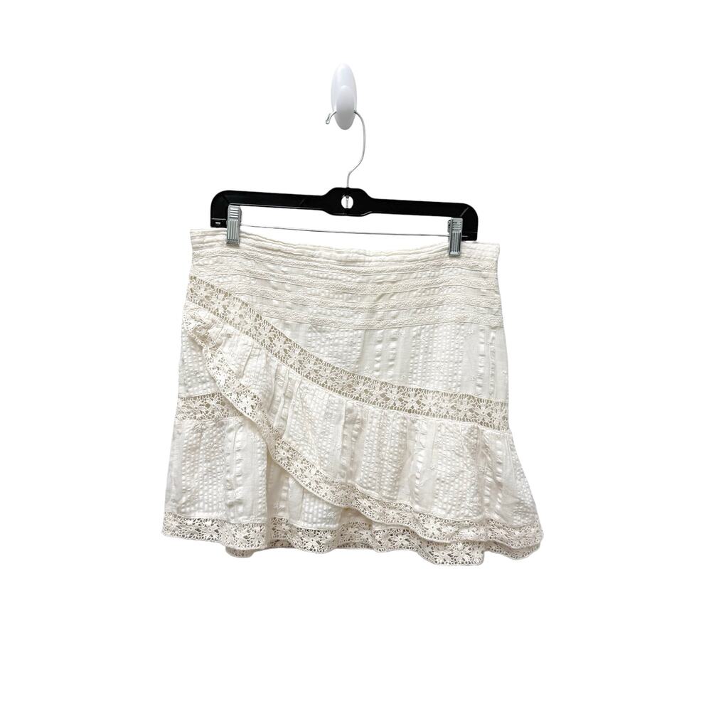 LoveShackFancy Ruffled Mini Skirt in Ivory White Women’s Size‎ Large - Picture 2 of 9